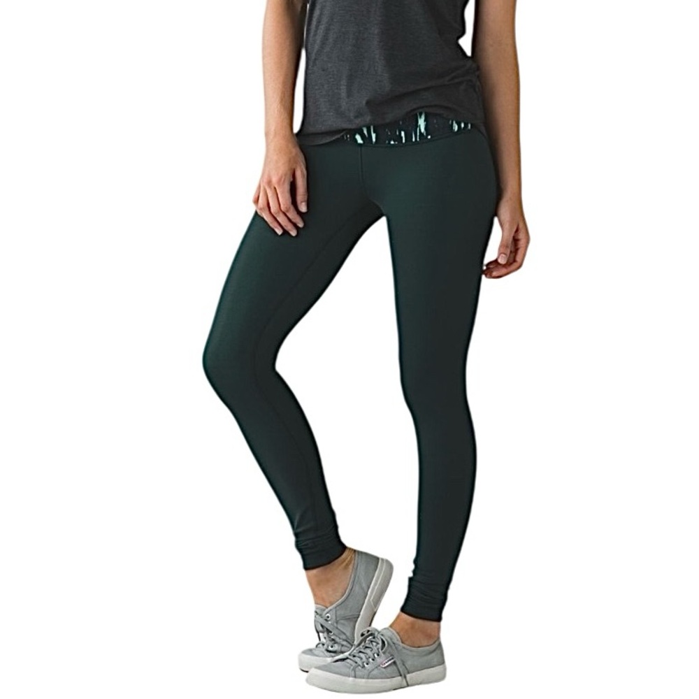 Lululemon Wunder Under III Reversible Dark Fuel/Menthol Luon Ankle Tights 4
